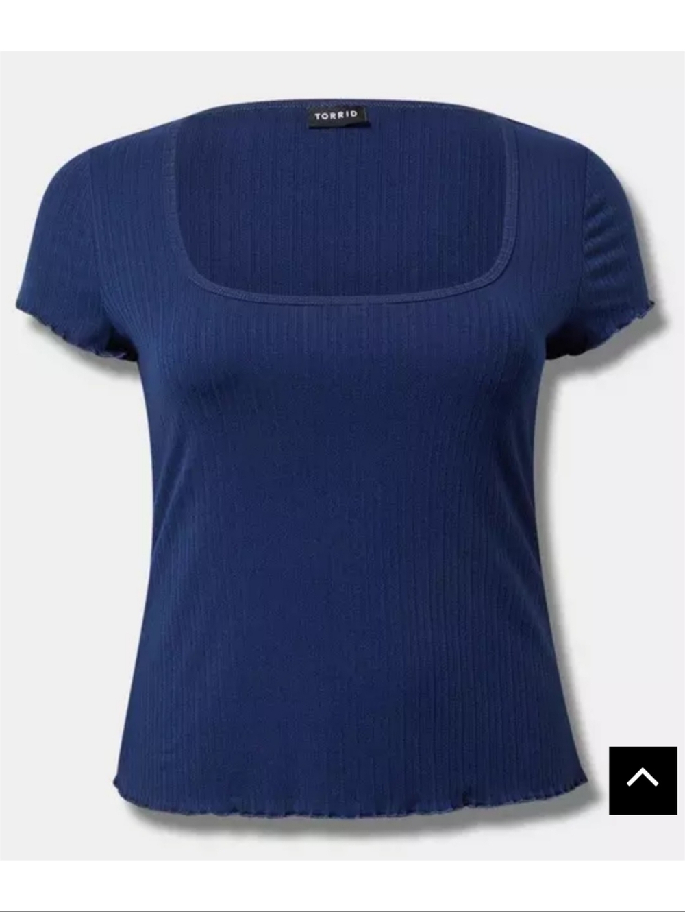 Torrid Square Neck Lettuce Trim Top Medieval Blue Size 2X - Picture 3 of 15